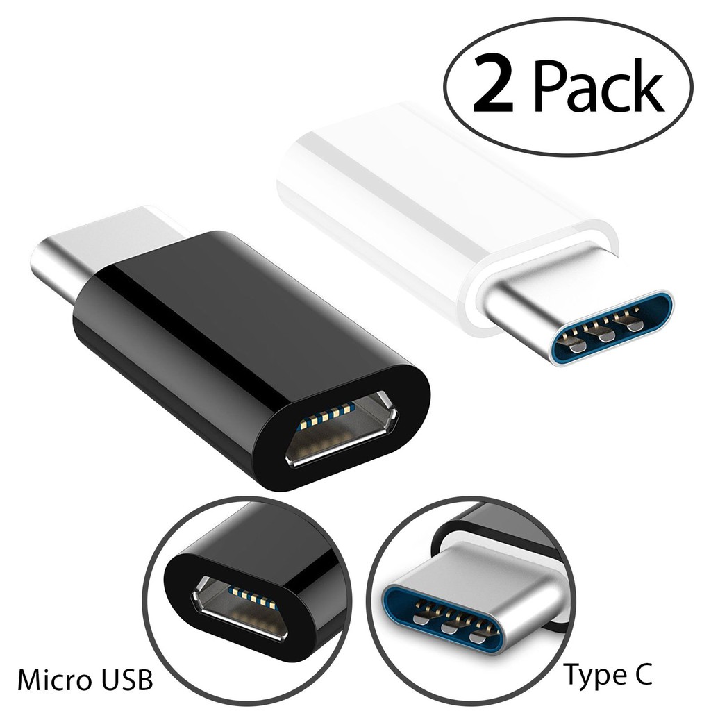 Set 2 Đầu Chuyển Đổi Micro Usb Sang Type C Cho Android / Samsung / Huawei / Mi