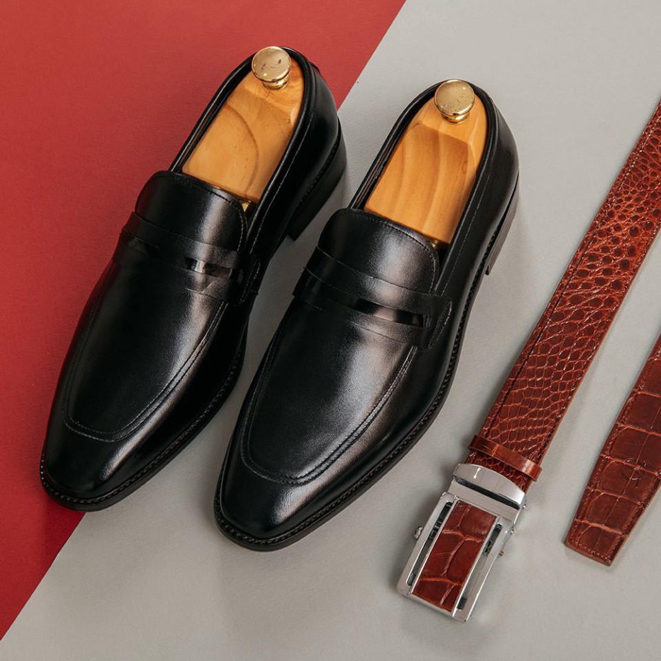 [FREESHIP]  Giày Da Nam Penny Loafer Mũi Nhọn Đế Phíp Sang Trọng