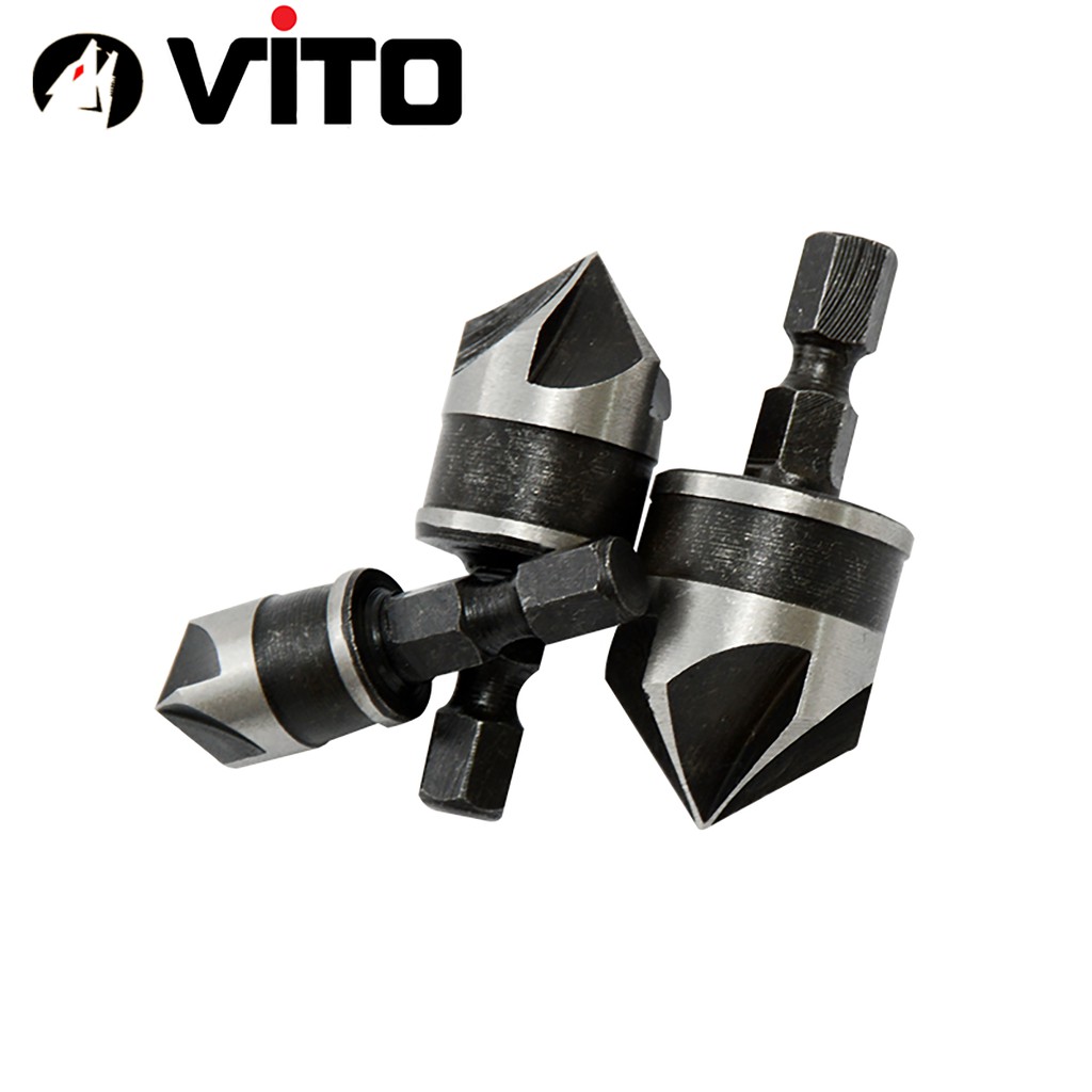 Bộ 3 Mũi Doa Âm Miệng Lỗ Bắt Âm Vít 12-16-19mm VITO 5 Lưỡi Phay Chuôi Lục Giác