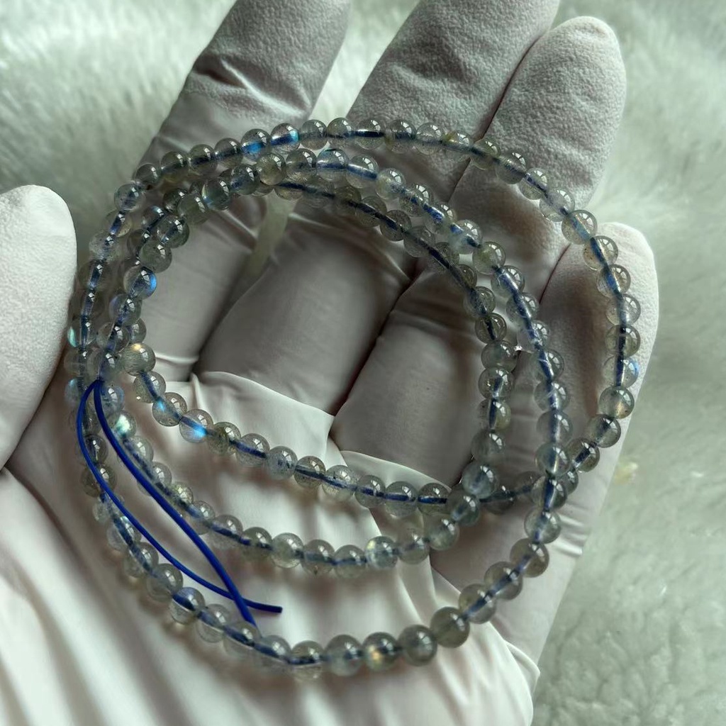 Đá Tự Nhiên AA Lớp Xanh Labradorite Hạt Tròn Vòng Tay Trang Sức Thời Trang Phụ Kiện 4mm 9mm 10mm 11m 12mm