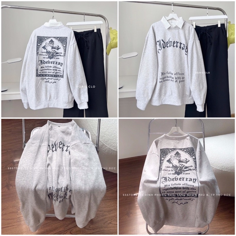 Áo Sweater chữ thái dáng Unisex chất liệu nỉ bông in hình sau lưng.mix cả thế giới siêu đẹp