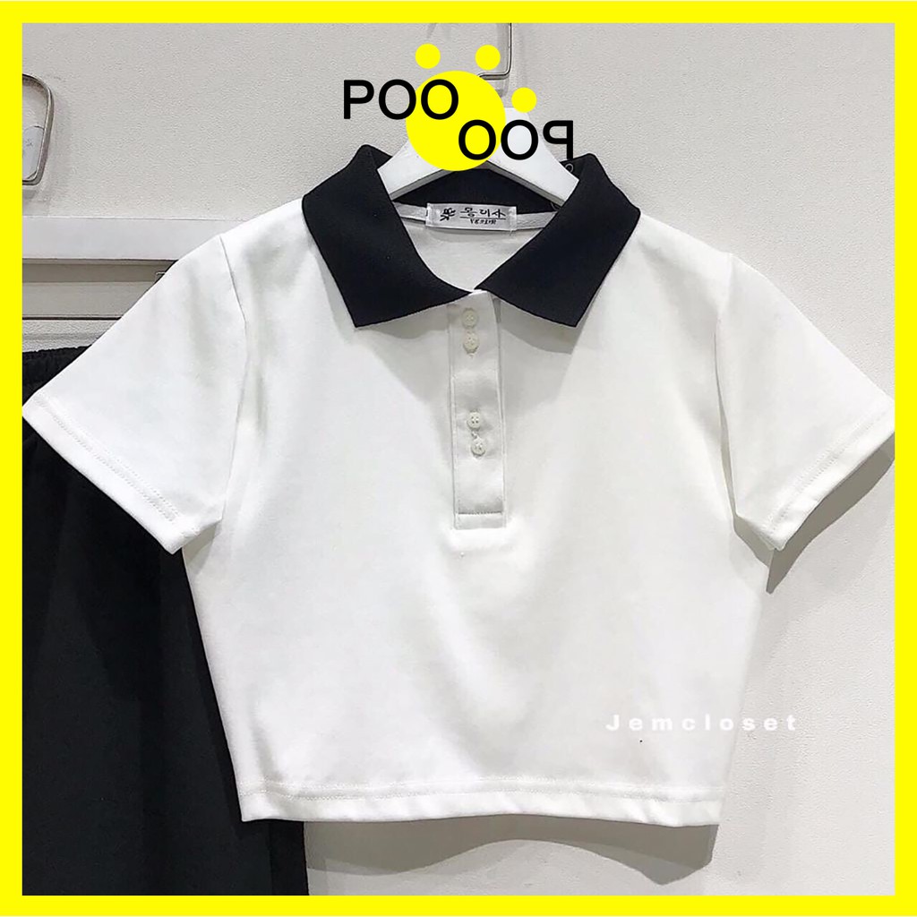 Áo Croptop Nữ Tay Ngắn Có Cổ Chữ V, Áo Croptop  Polo Hàn Quốc Form Rộng Ngắn Tay Cổ Bẻ, Áo Croptop Kiểu PooPoo Store | BigBuy360 - bigbuy360.vn
