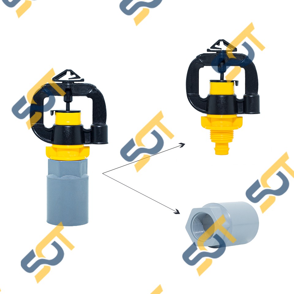 Bộ KIT béc tưới phun NT07 90L/h (5 bộ béc tưới NT07 90L/h + 5 tê nối ống + dây mềm) - Nhà vườn, trồng trọt, nông nghiệp