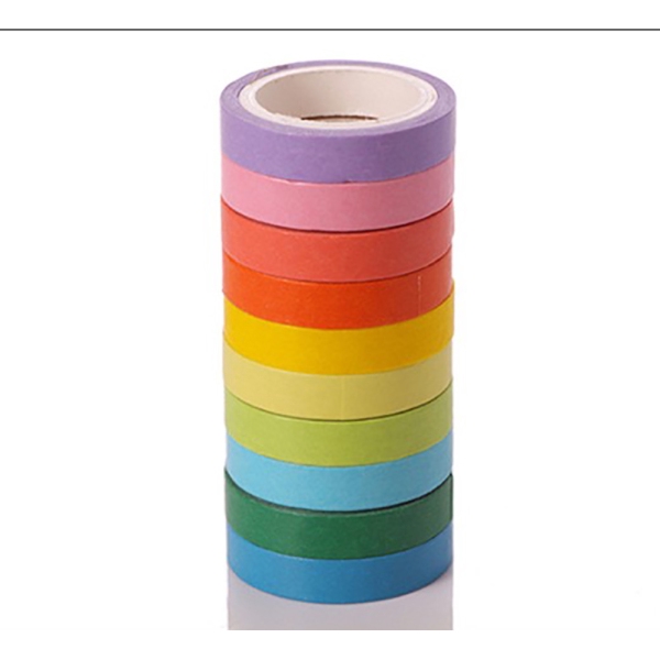 Bộ 10 cuộn băng keo washi nhiều màu sắc cho trang trí | BigBuy360 - bigbuy360.vn