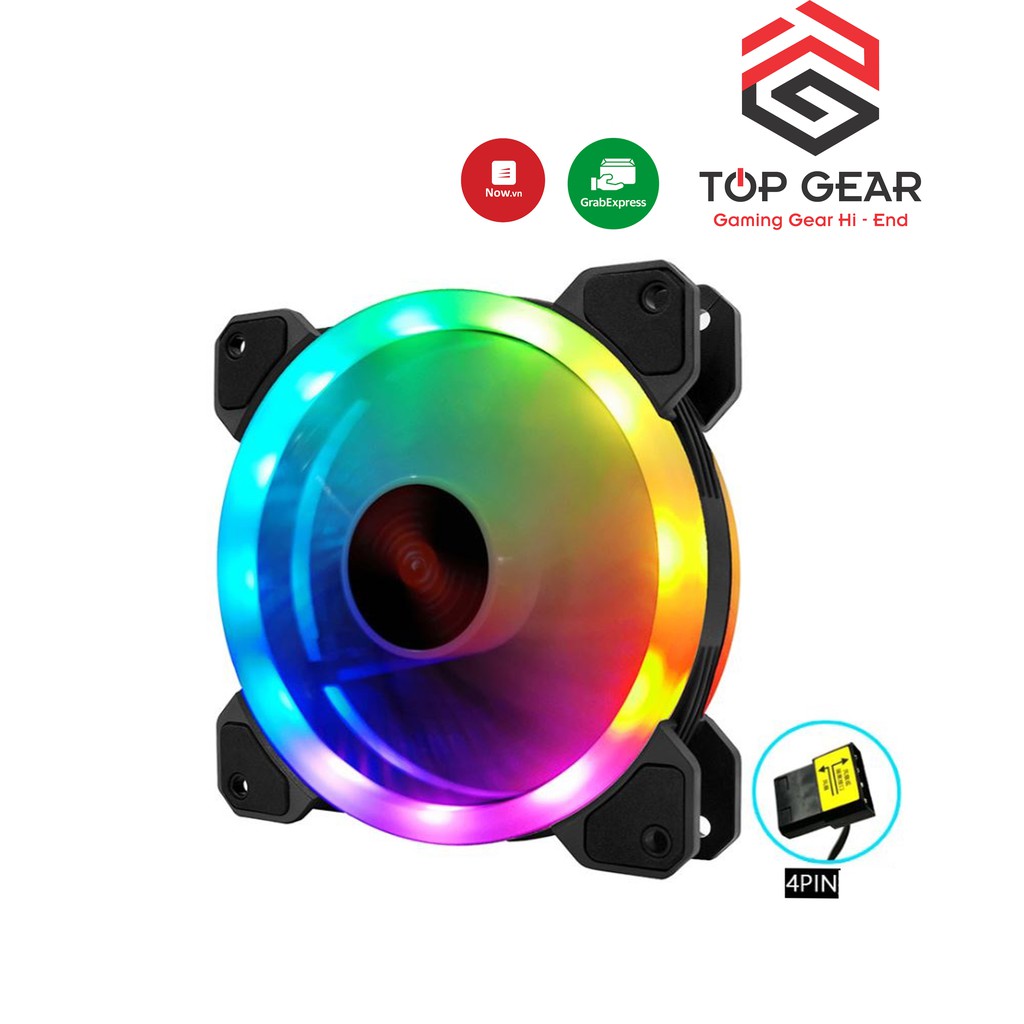 Quạt tản nhiệt Coolmoon K2 led RGB, tự động đổi màu, fan led RGB TOPGEAR-PC