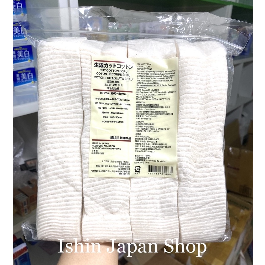 (Đủ bill) Bông Tẩy Trang Muji Cotton 189 miếng nội địa Nhật Bản - 180 miếng organic