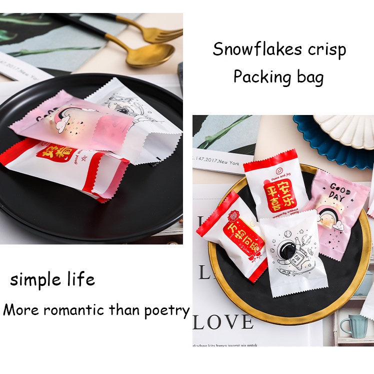 100 Túi đựng bánh quy hình hoạt hình dễ thương với 4 phong cách và thiết kế 7*10cm