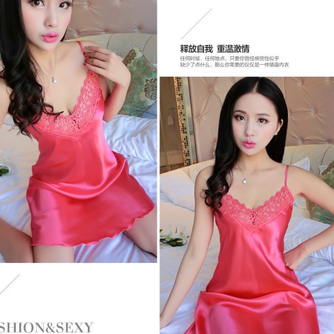 Váy ngủ hai dây sexy cổ ren hoa - VN65135 | BigBuy360 - bigbuy360.vn