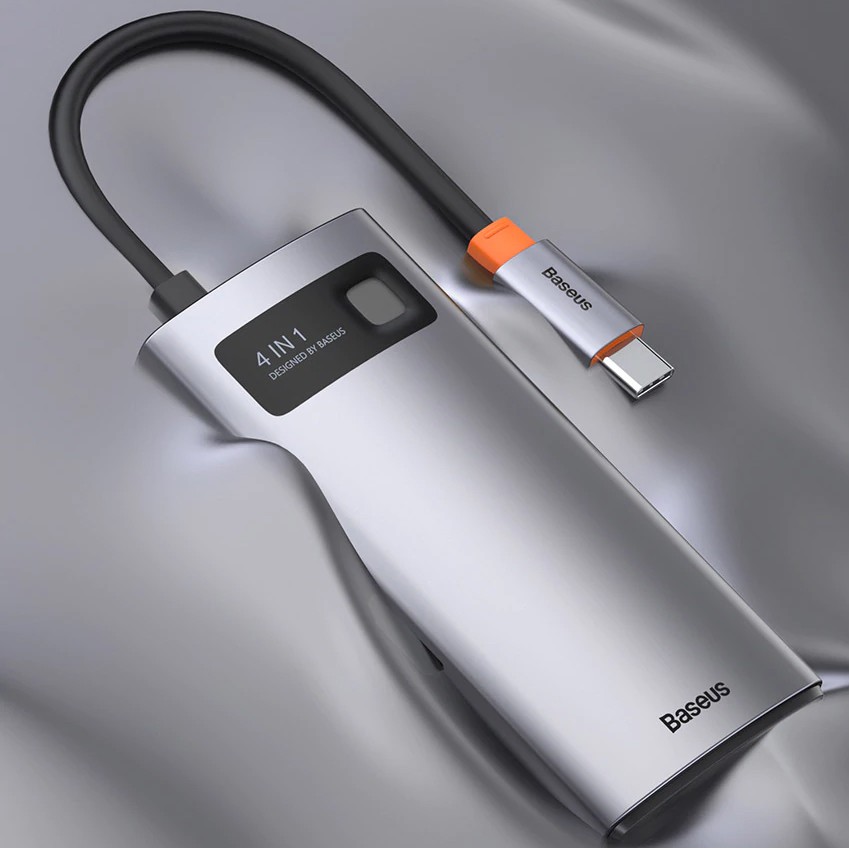 Cổng chuyển đổi Baseus Metal Gleam Hub Type C 4 in 1 HDMI 4K USB 3.0 USB 2.0 PowerDelivery cho ĐT laptop táo Window