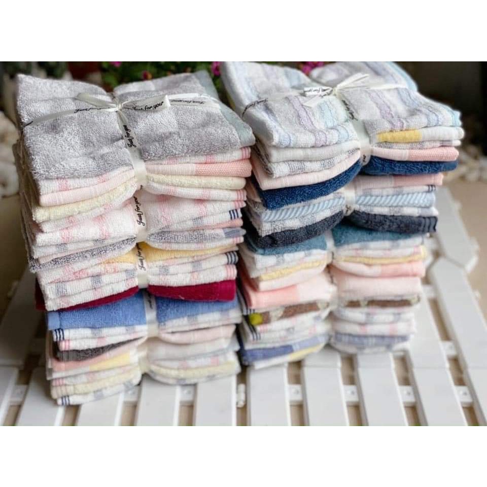 Khăn mặt xuất Nhật chuẩn COTTON ORGANIC Hàng chuẩn thương hiệu xuất khẩu. Set 5 màu ngẫu nhiên