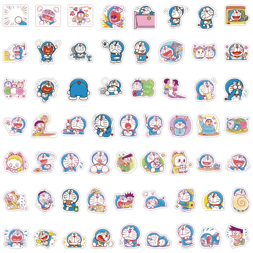 Set 20 sticker hình dán Anime, Doraemon, One Piece, Totoro chống nước dán sổ tay, mũ bảo hiểm, xe máy, vali, ván trượt
