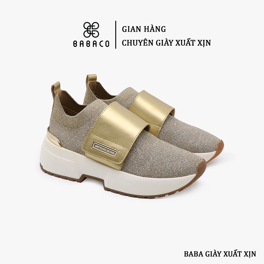 Giày Slipon đế bằng nữ MK khuy dán liệu  vải canvas 1463 (Form to lệch 1 size)