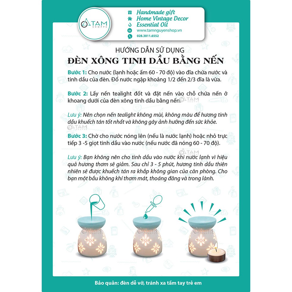 Đèn xông tinh dầu bằng nến Khung sắt số 04 TTTM