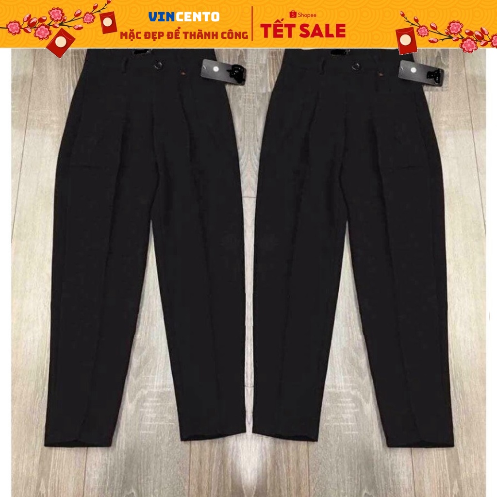 Quần Baggy Nữ Vải Tuyết Mưa Cạp Khóa Gấu Bằng