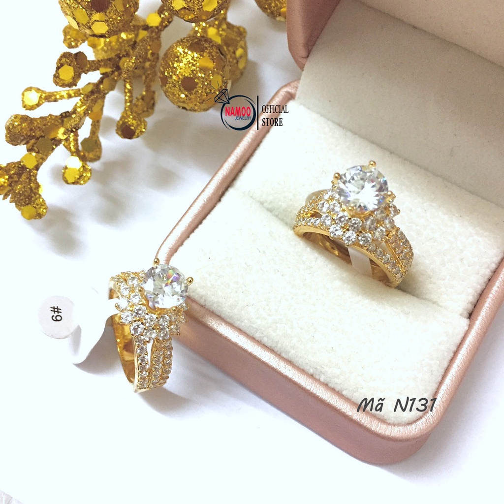 Nhẫn Đính Đá Mạ Vàng N131 Hoa 3 Lớp Dành Cho Size Tay Nhỏ(size 5,6 dưới 46kg)