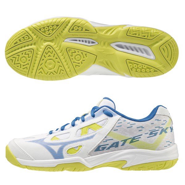 Giày Mizuno Gate Sky Plus Trắng Bạc - Giày Cầu Lông, Bóng Chuyền đế cao su bám sàn tốt, lót đệm rời, dày, hút ẩm tốt