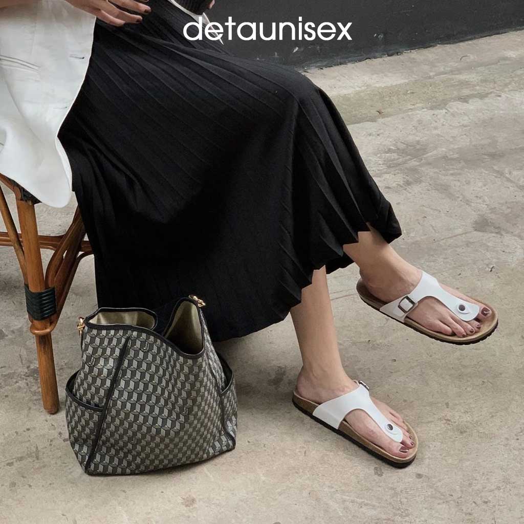 Giày dép đế trấu kẹp ngón nam nữ Detaunisex phong cách Birken thấm hút mồ hôi - Deta11