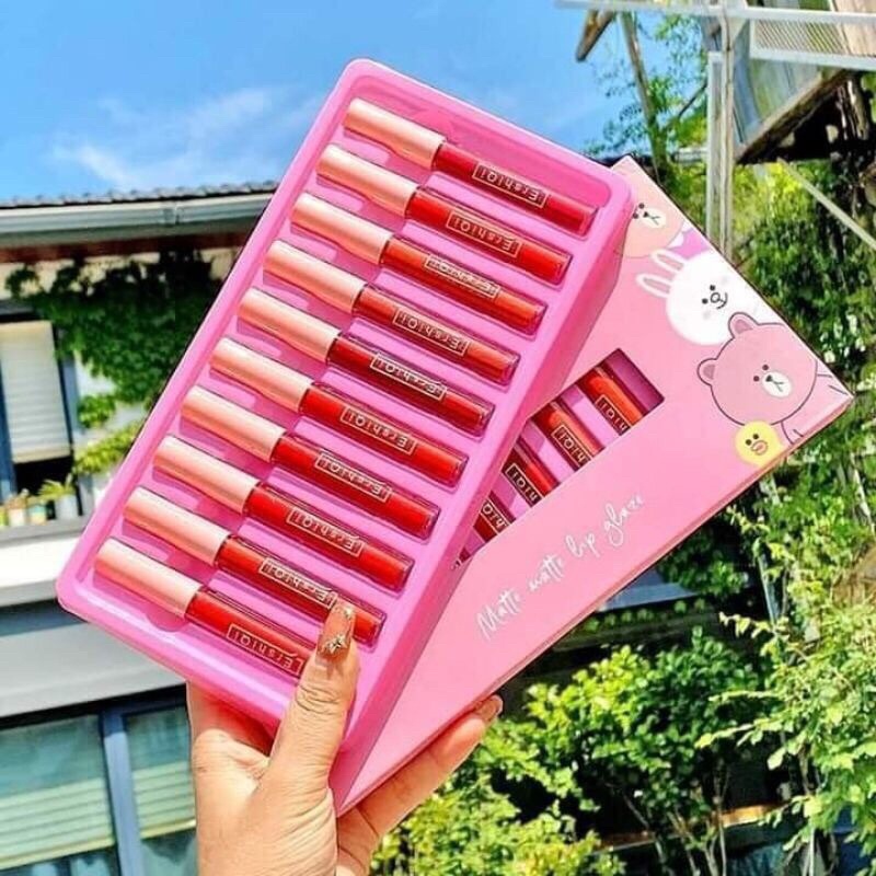 Sét 10 Son Kem Lì Lâu Trôi Ershiqi Màu Hồng Cute