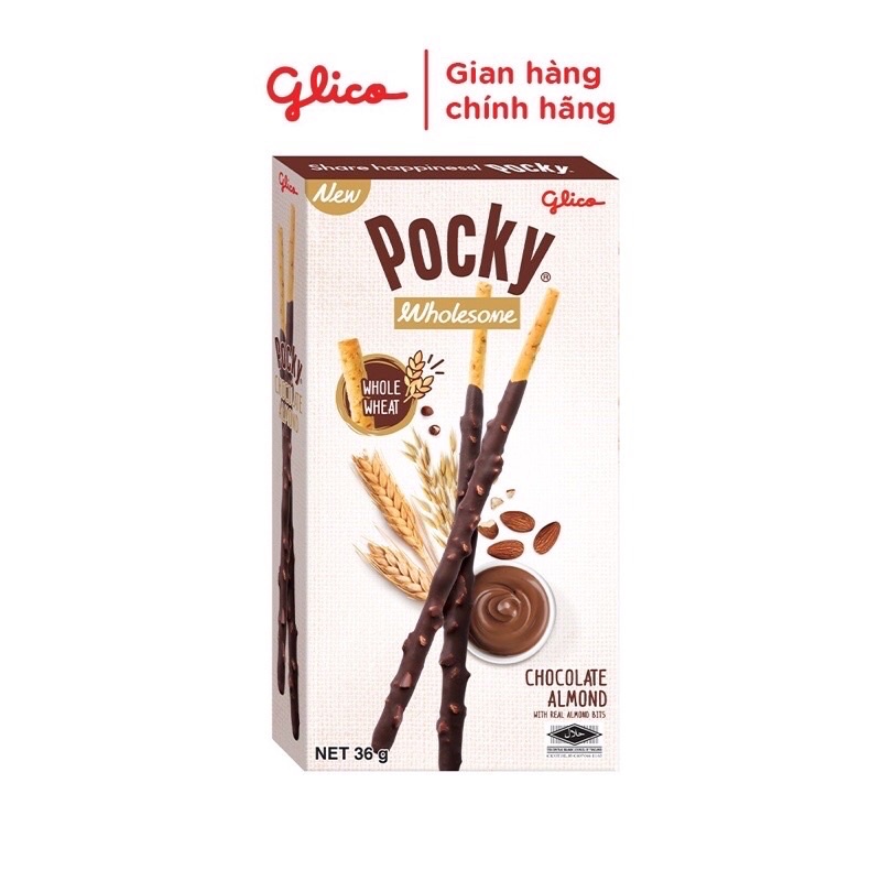 Bánh Que Pocky Ngon Khỏe Đẹp vị Sô cô la hạnh nhân,Vị Sữa Chua Việt quất 36g