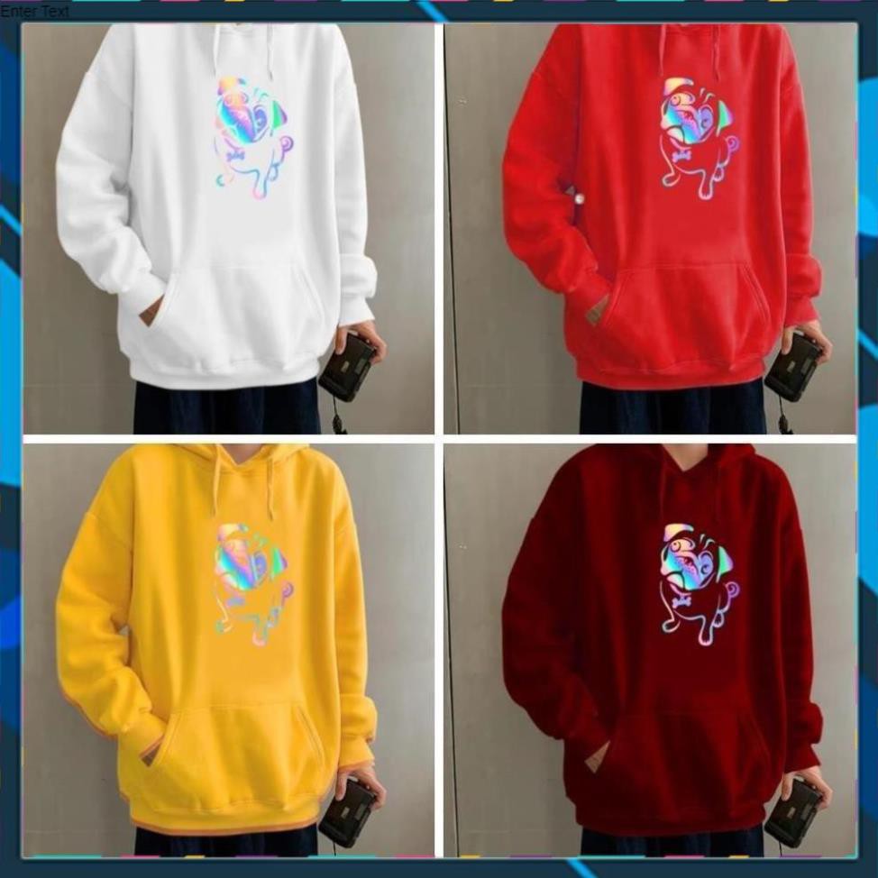 - Áo khoác hoodie phản quang , Áo nỉ Chó Pug dày 2 lớp êm ái, Freesize Unisex cho nam và nữ - KN29 .