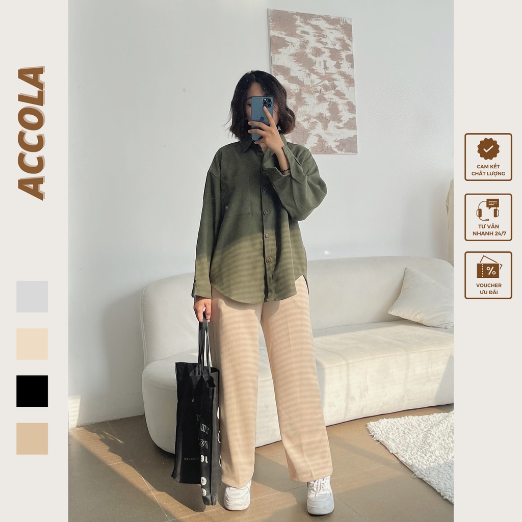 Quần suông ống rộng chất nỉ dày by Accola Made 2807