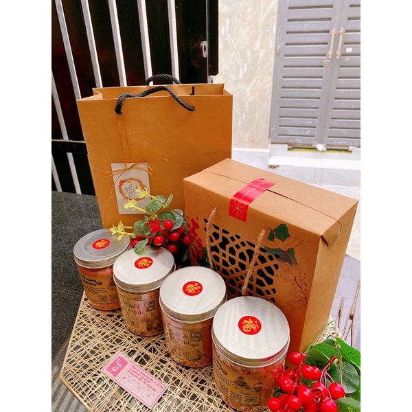 Hộp quà tặng 4 hũ muối: muối xí muội Trúc An, Tây Ninh và muối hồng Himalaya. Ship hoả tốc HCM