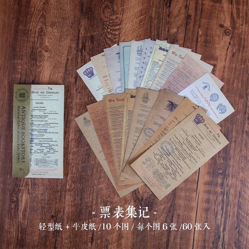 60 Miếng giấy dán ghi chú hoạ tiết chữ vintage trang trí sách đẹp mắt