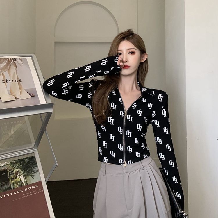 Áo Thun Polo Dáng Ôm Phong Cách Hàn Quốc Thời Trang Mùa Thu Cho Nữ