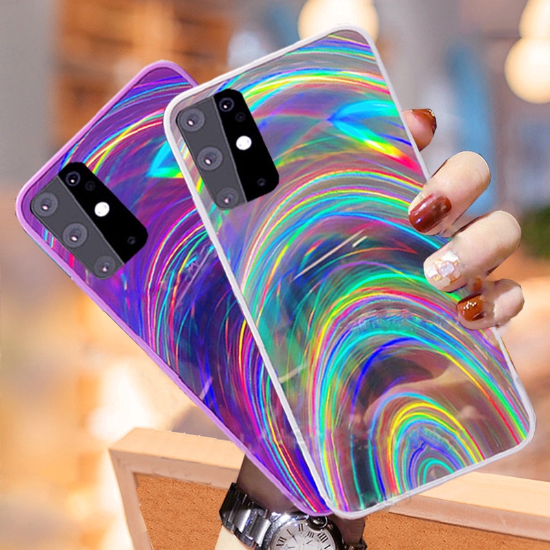 Ốp điện thoại họa tiết phản chiếu màu cầu vồng 3D cho Samsung Galaxy A51 A71 A21 S20 Plus A21s S20 Ultra