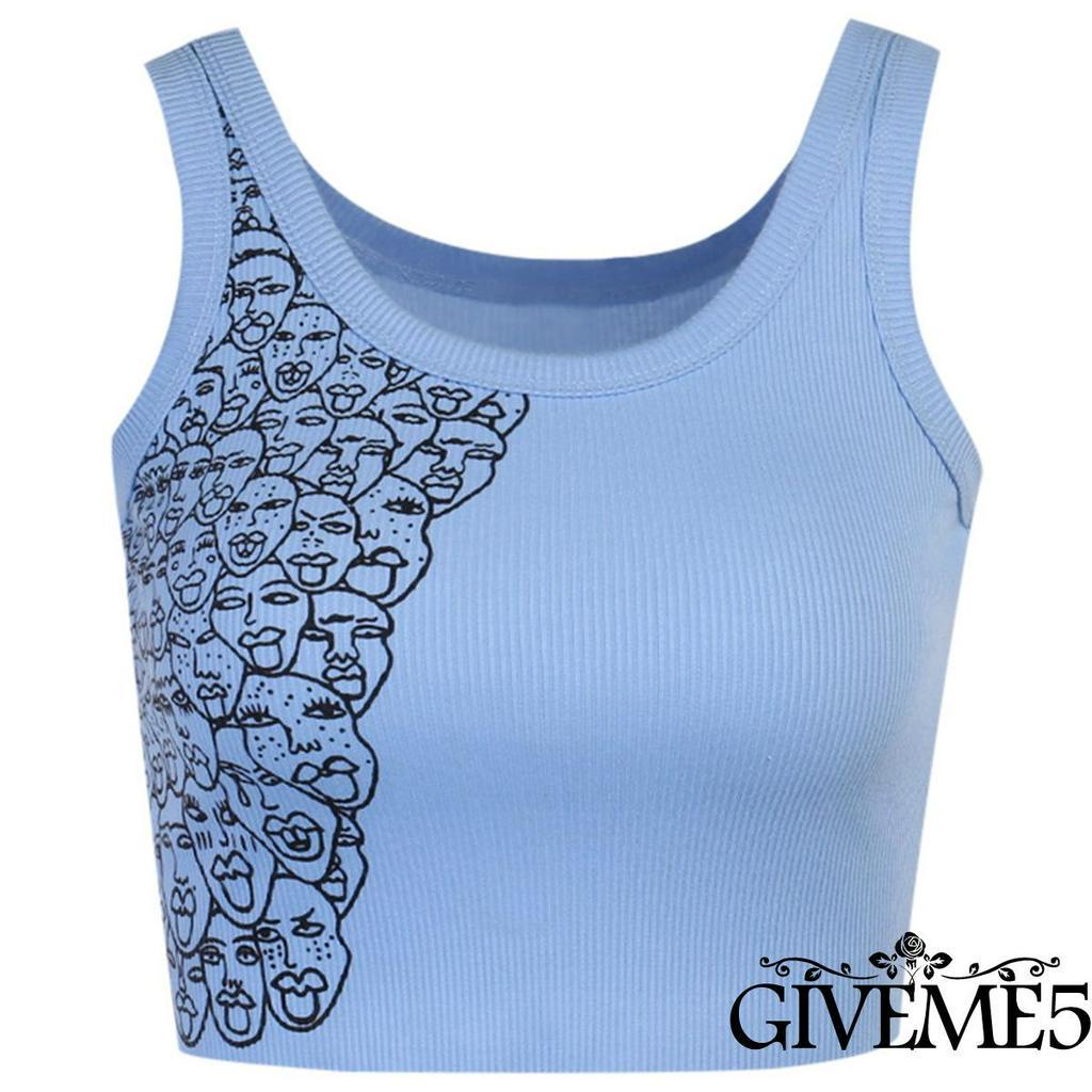 Áo Croptop Cổ Chữ U In Họa Tiết Thời Trang Cho Nữ