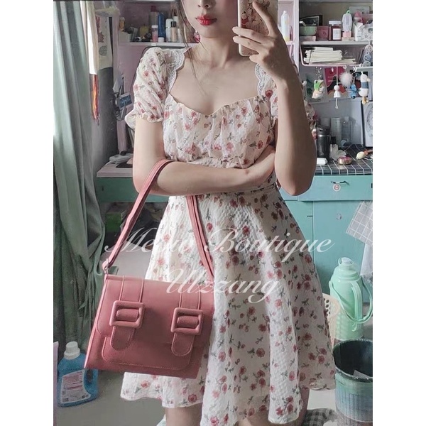 Váy voan xoè hoa nhí nàng thơ hở lưng viền ren siêu xinh kèm ảnh thật có size