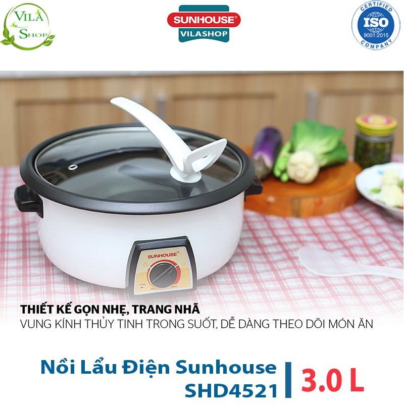 Nồi Lẩu Điện Sunhouse SHD4521, Nồi Lẩu Chống Dính Sử Dụng Đa Chức Năng