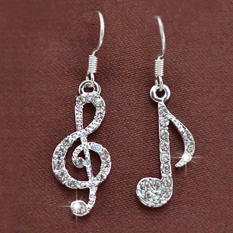 Fashion Creative Earrings Cute Crystal Music Notes Earrings Women Jewelry Accessories
