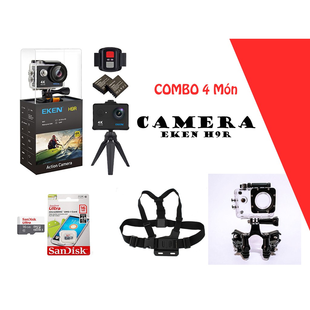 COMBO 4 MÓN cho CAMERA EKEN H9R hàng chính hãng 100%