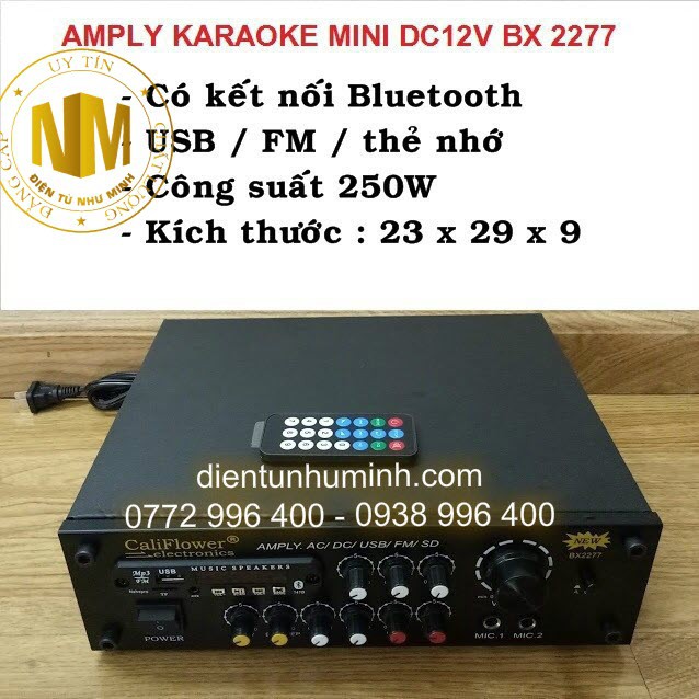 Ampli mini DC12V Có BLUETOOTH USB Califlower BX-2277