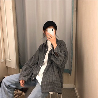 [Order] Sơ mi kẻ ô nhỏ ulzzang oversize