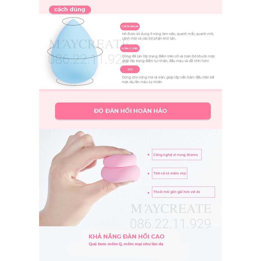 Bông Mút Tán Kem Maycreate Combo 3 Chiếc | BigBuy360 - bigbuy360.vn