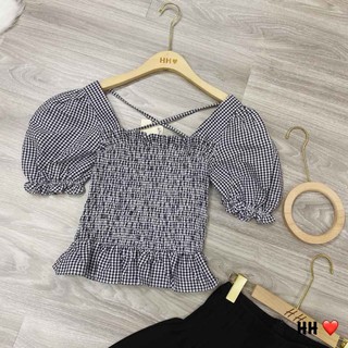 Áo Kẻ chun hai dây đan sau lưng