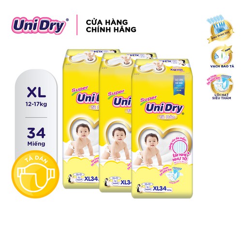 Combo 3 Tã Dán UniDry S48/M42/L38/XL34