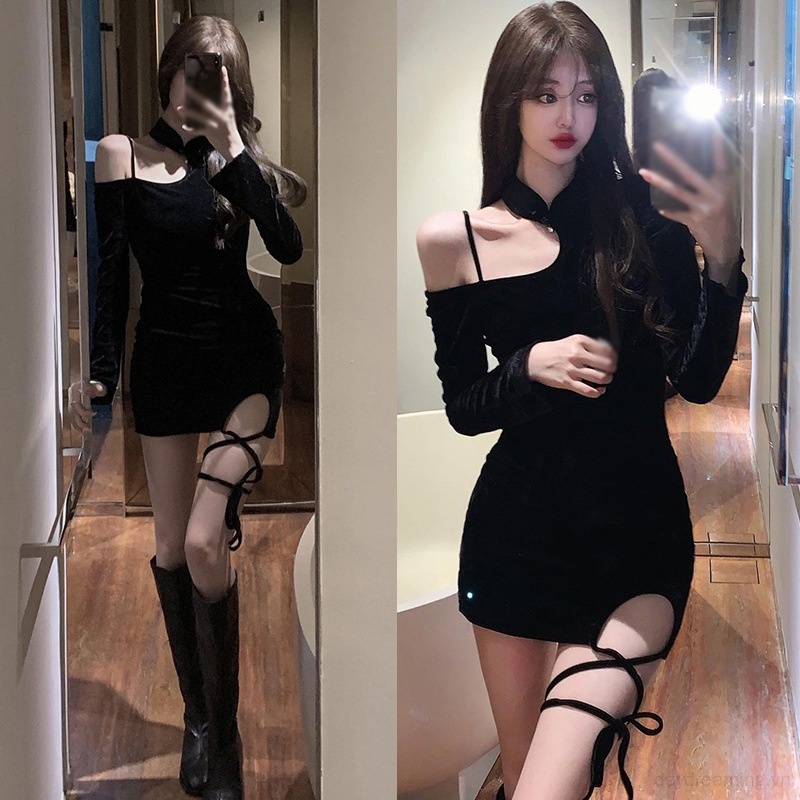 Đầm Ôm Trễ Vai Tay Dài Thời Trang Quyến Rũ Cho Nữ
