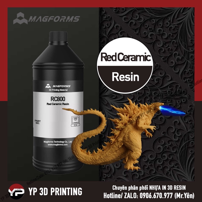 [Nhựa in 3D Resin Gốm Đỏ RC800] MAGFORMS Red Ceramic Resin 1000ml (RC800)