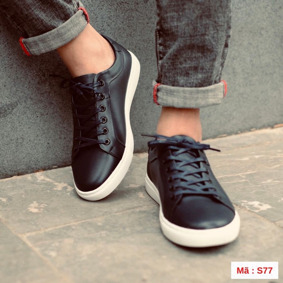 Giày Sneaker Nam Da Bò Màu Đen Đế Trâng - Màu Trắng Đế Trắng - Màu Xanh Đế Trắng | BigBuy360 - bigbuy360.vn