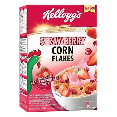 Bánh/Ngũ cốc ăn sáng Kellogg’s Strawberry Corn Flakes - Hộp 180g (vị dâu)