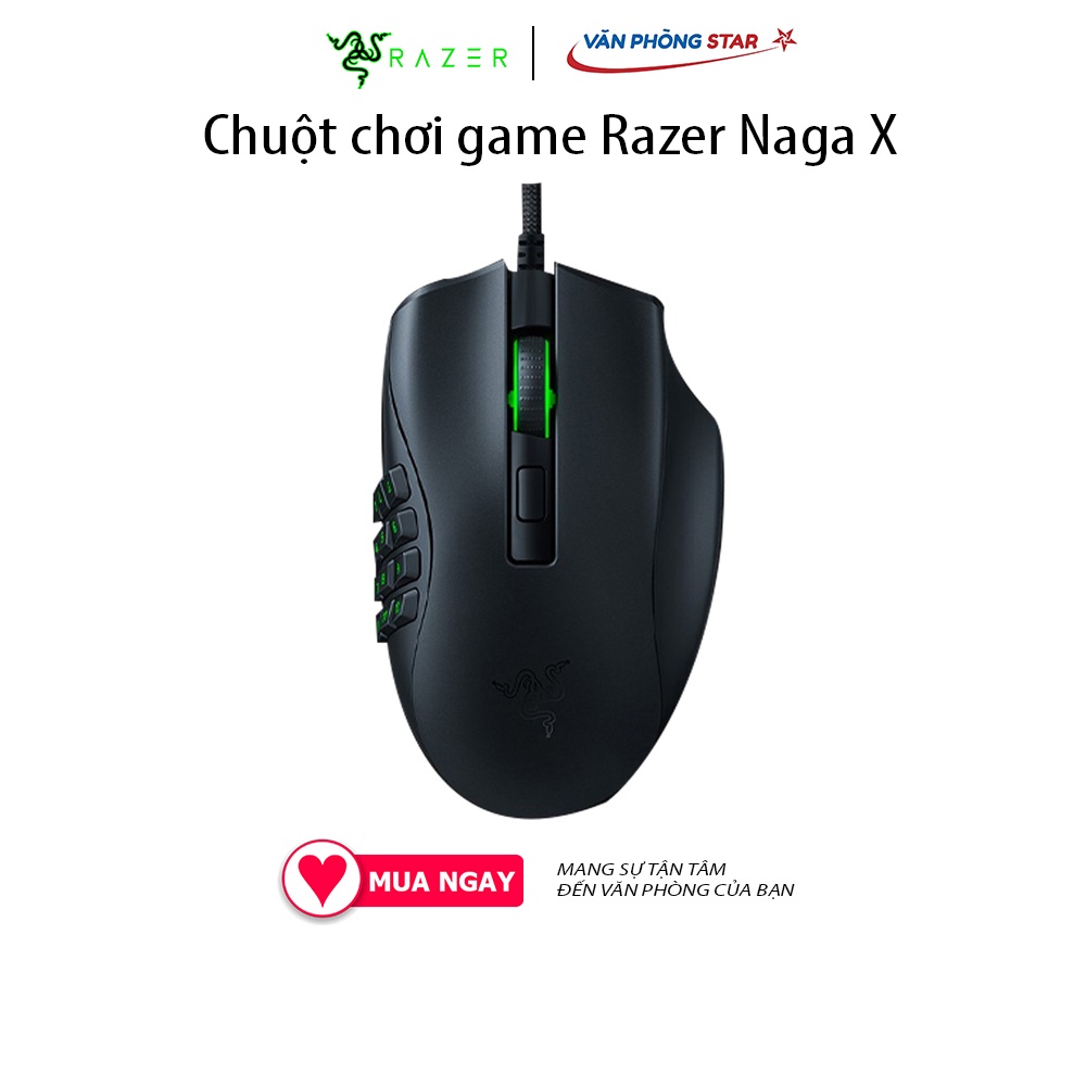 Chuột chơi game Razer Naga X (USB/RGB) Độ phân giải 18000 DPI. Tuổi thọ switch 70 triệu lần nhấp chính hãng Vanphongstar
