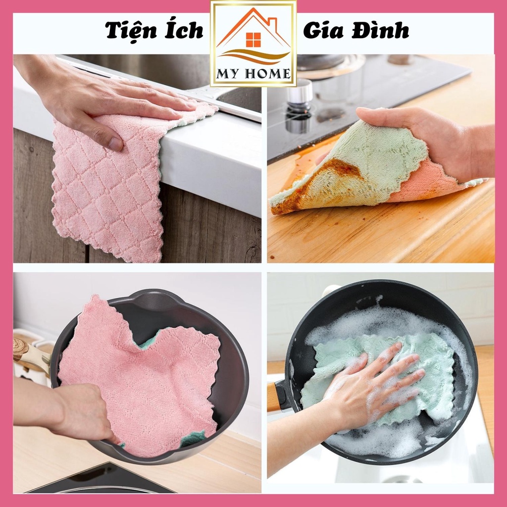 Khăn lau đa năng 2 mặt siêu thấm, lau chùi nhà bếp, chén dĩa, bàn ghế…kích thước 13x21cm