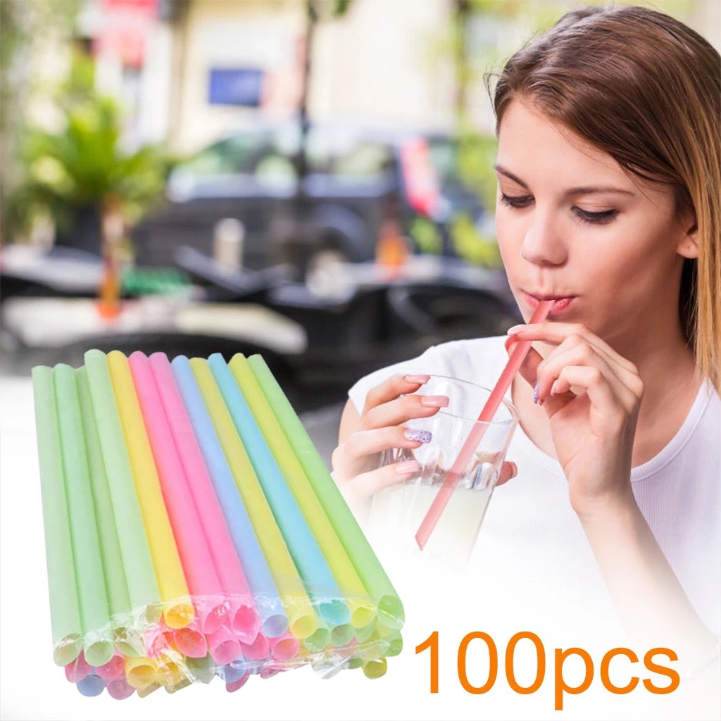 Set 100 Ống Hút Dùng Một Lần Nhiều Màu Sắc 1.1cm