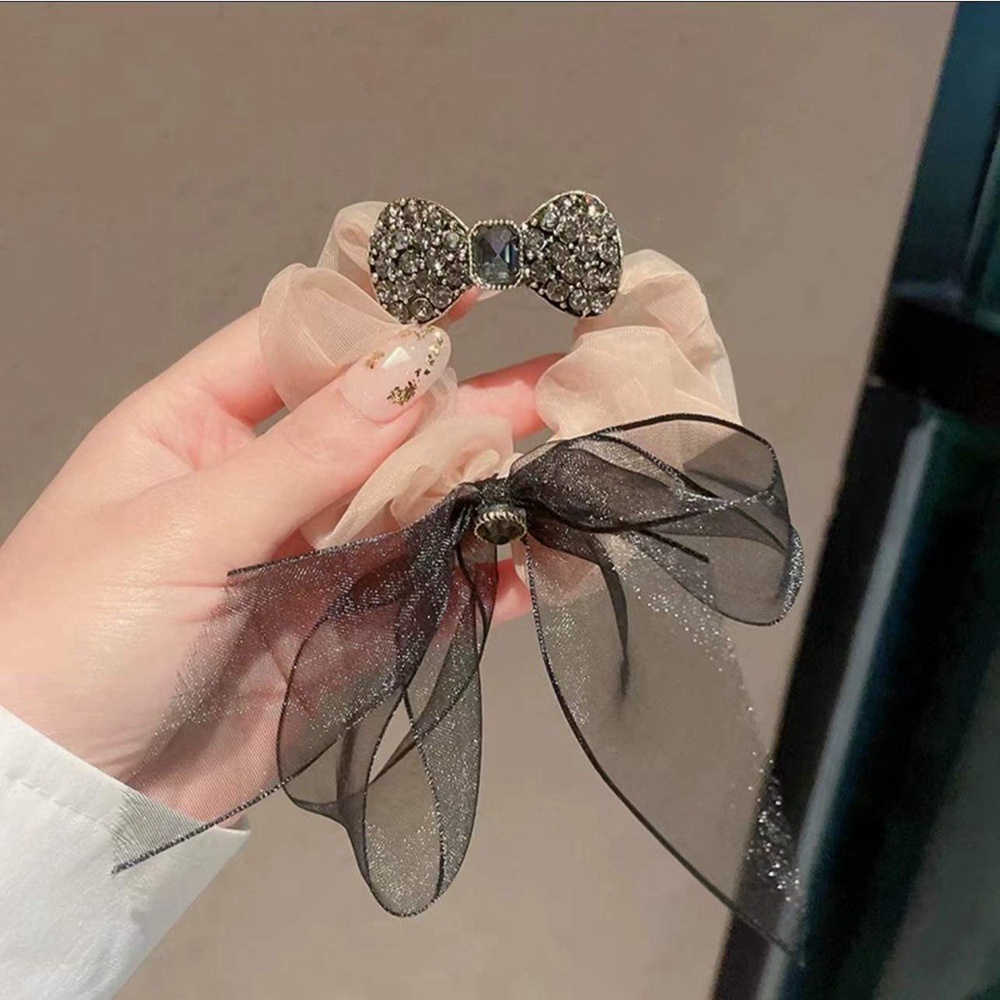 Dây Cột Tóc Cao Su Phối Ren Đính Đá Thời Trang Phong Cách Hàn Quốc Cho Nữ