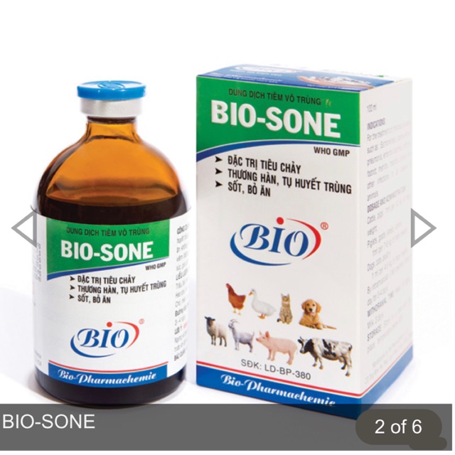 Bio-Sone 20ml chuyên tri tiêu chảy, thương hàn, bỏ ăn trên vật nuôi.