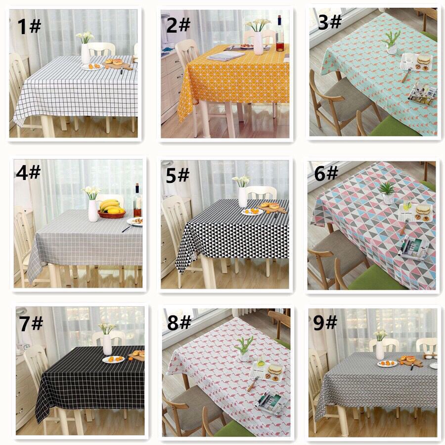 Khăn trải bàn họa tiết ô vuông bằng vải cotton họa tiết sọc