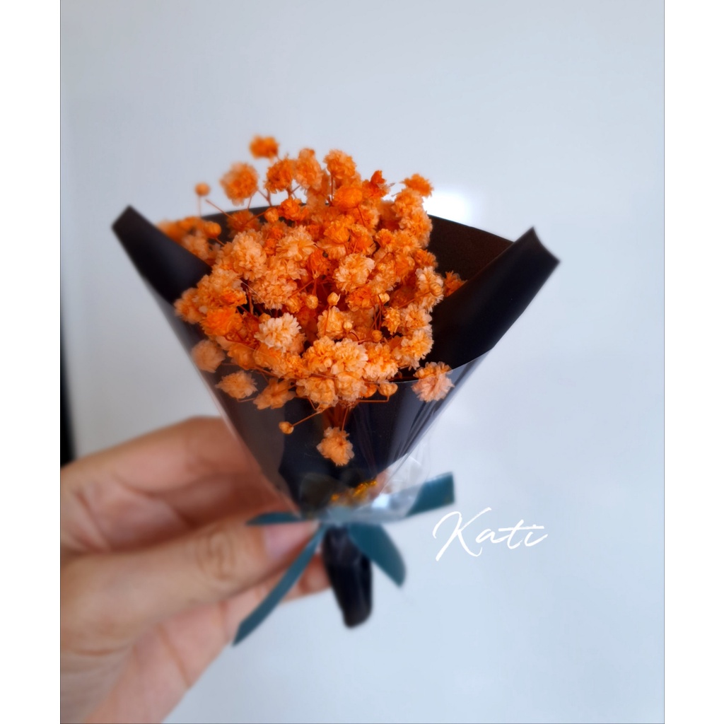 Bó hoa khô mini, bó hoa trang trí bánh kem, trang trí hộp quà tặng, hoa baby mix cẩm tú cầu khô